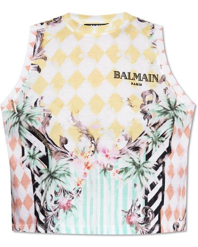 Balmain Top With Print - White