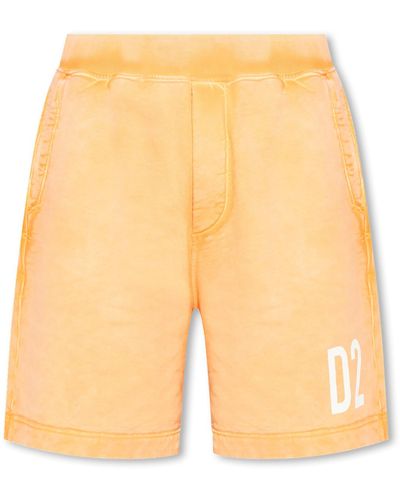 DSquared² Cotton Shorts With Logo - Yellow