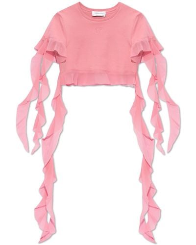 Blumarine T-shirt With Ruffles, - Pink