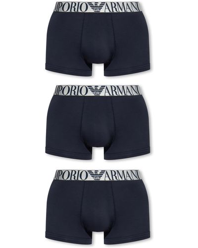 Emporio Armani Branded Boxers Three-Pack - Blue