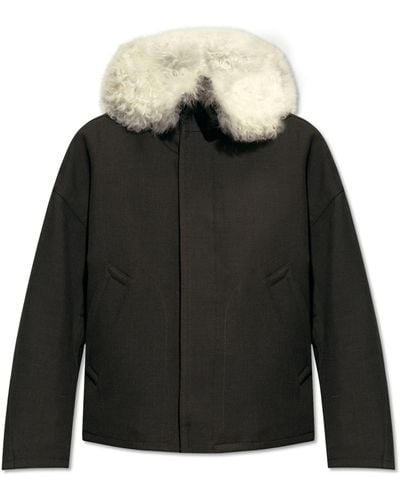 Bottega Veneta Jacket With Shearling Collar, ' - Black