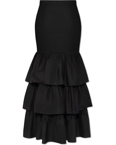 Moschino Ruffled Skirt, - Black