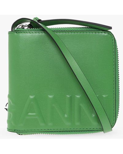 Ganni Wallet With Strap - Green