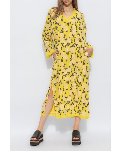 Munthe Dress With Appliqués, - Yellow
