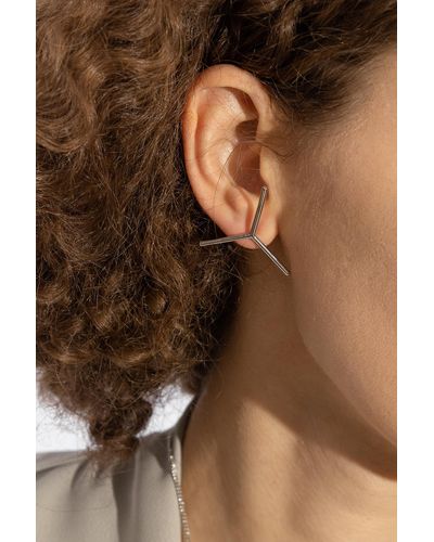 Y. Project Logo-shaped Earrings, - Brown