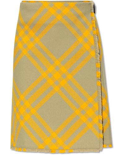 Burberry Checked Skirt - Yellow