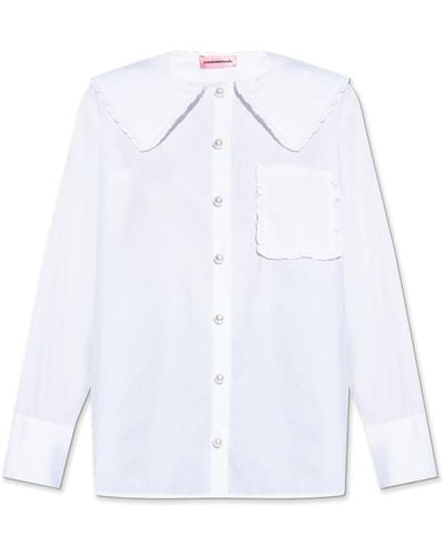 Custommade• 'barbara' Shirt With Decorative Collar, - White