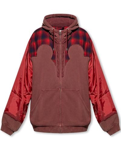 Maison Margiela Checked Hoodie - Red