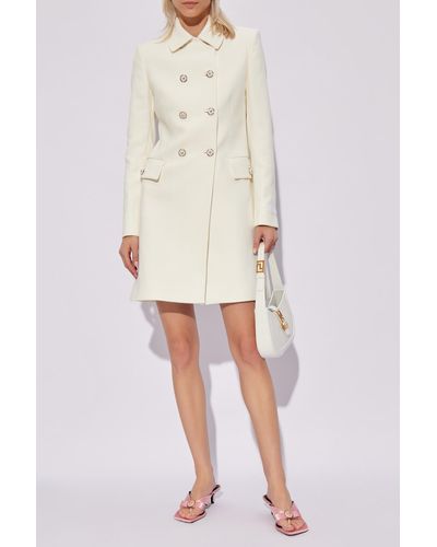 Versace Double-Breasted Coat - White