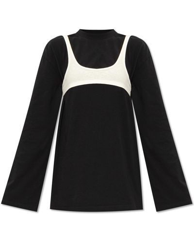MM6 by Maison Martin Margiela Top With Logo, - Black