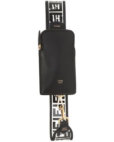 Fendi Bag Strap With Phone Case - Black