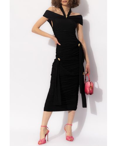 Blumarine Draped Dress With Bare Shoulders - Black