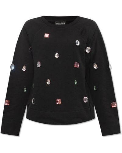 Emporio Armani Embellished Sweatshirt, - Black