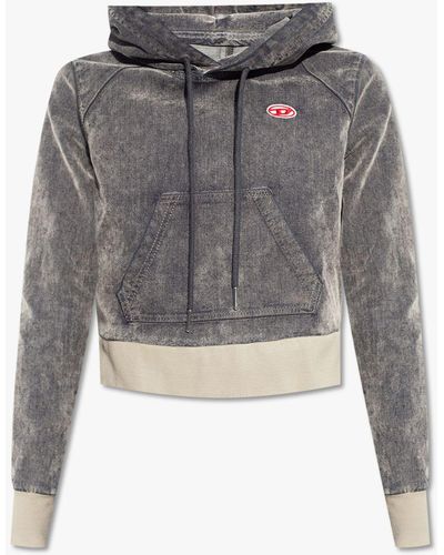 D-ANGY-HOOD-NE Woman: Track denim crop hoodie