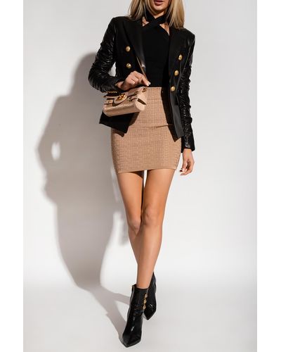 Balmain Monogrammed Mini Skirt - Natural