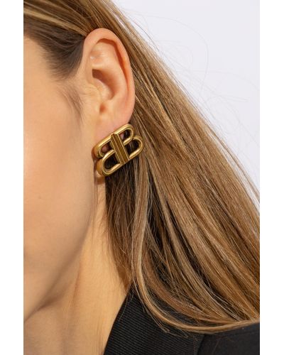 Balenciaga Brass Earrings 'Monaco S' - Brown