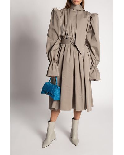 Balenciaga Coat With Puff Sleeves - Natural