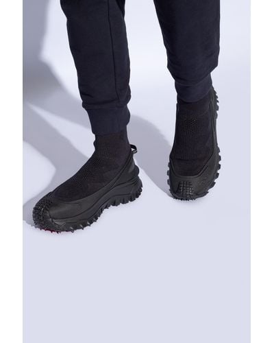 Moncler Trailgrip Stretch-knit And Rubber High-top Sneakers - Black