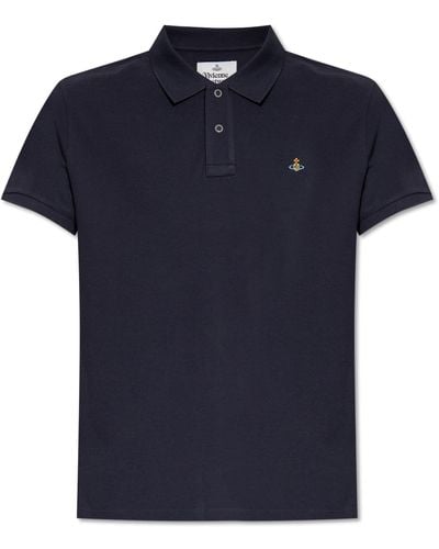Vivienne Westwood Cotton Polo Shirt With Logo, - Blue