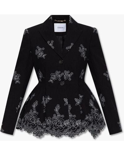 Erdem 'marlene' Blazer With Floral Motif - Black