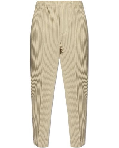 Homme Plissé Issey Miyake Pleated Trousers, - Natural