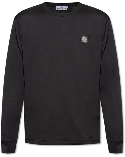Stone Island T-Shirt With Long Sleeves, ' - Black