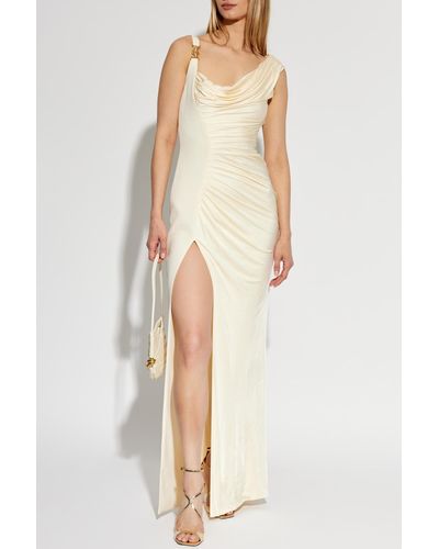 Versace Dress With A Front Slit - Natural
