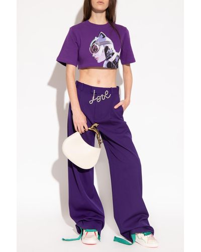 Lanvin Cropped T-shirt With Print - Purple