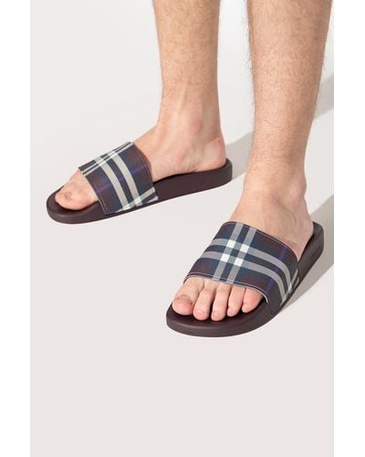 Burberry 'furley' Slides With Logo - Purple