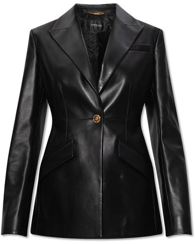 Versace Leather Blazer - Black