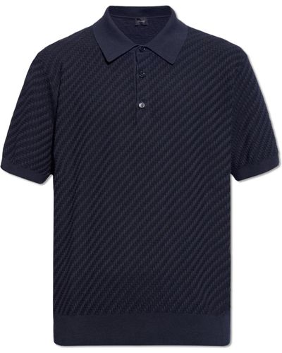 Brioni Woven Polo Shirt, - Blue