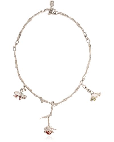 Marni Necklace With Flower Motif, - Metallic