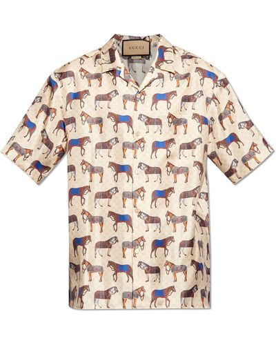 Gucci Silk Shirt With Short Sleeves, - Multicolour
