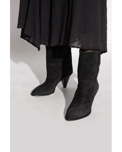 Isabel Marant ‘Rouxa’ Suede Heeled Ankle Boots - Black