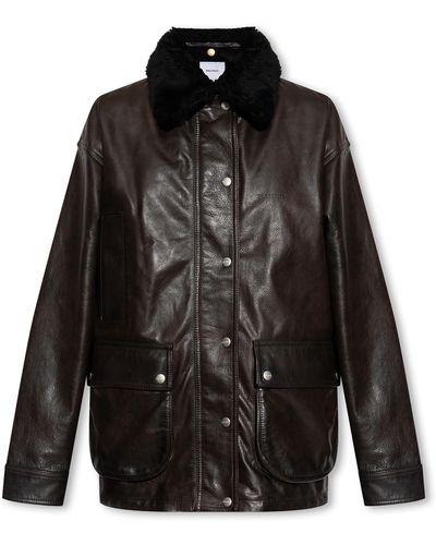 Halfboy Leather Jacket With Logo - Black