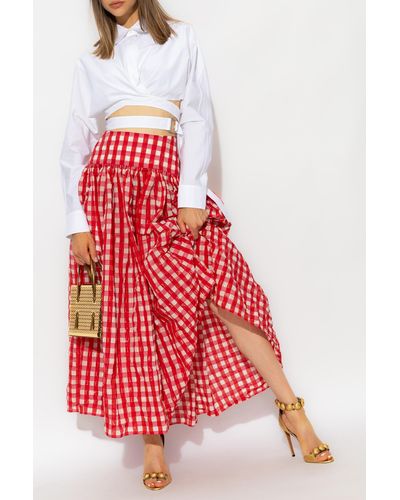 Alaïa Checked Skirt - Red