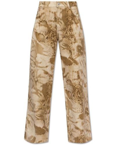 Blumarine Jeans With Leopard Print, - Natural