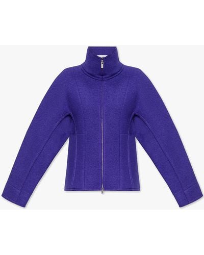 Pleats Please Issey Miyake Wool Jacket With Collar - Blue
