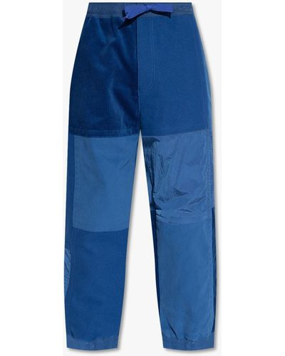 Emporio Armani Pants With Ribbed Inserts, - Blue