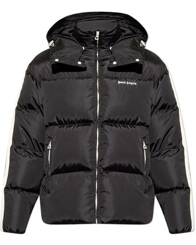 Palm Angels Down Jacket With Hood, - Black