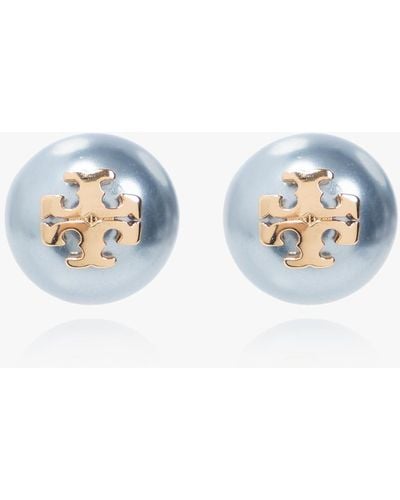 Tory Burch 'kira' Earrings With Glass Pearls - Blue