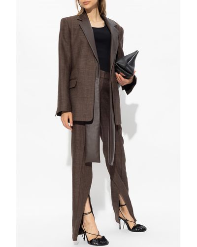 The Mannei ‘Newport’ Silk Pleat-Front Pants - Brown