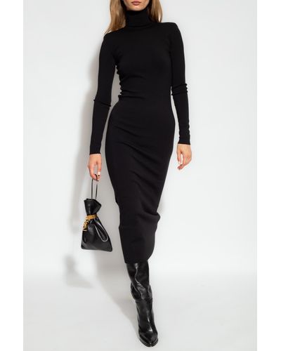Saint Laurent Wool Turtleneck Dress - Black
