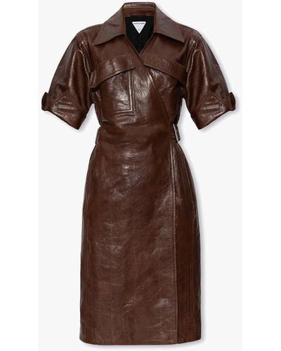Bottega Veneta Brown Leather Dress