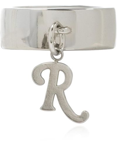 Raf Simons Logo Ring - Metallic