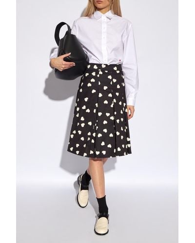 Kate Spade Skirt With Heart Pattern, - Black