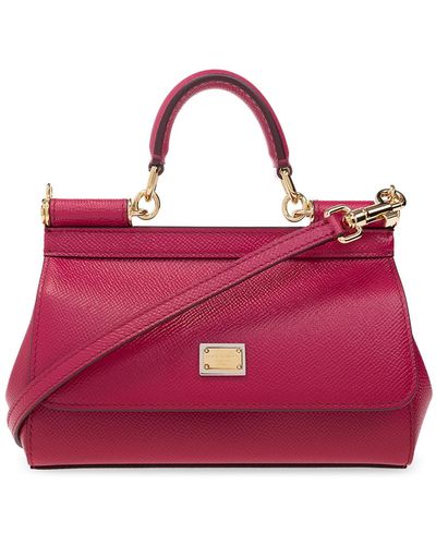 Dolce & Gabbana Small Sicily Bag In Dauphine Leather - Pink