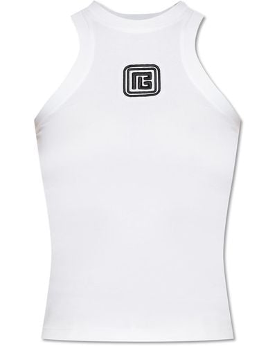 Balmain Top With Logo - White