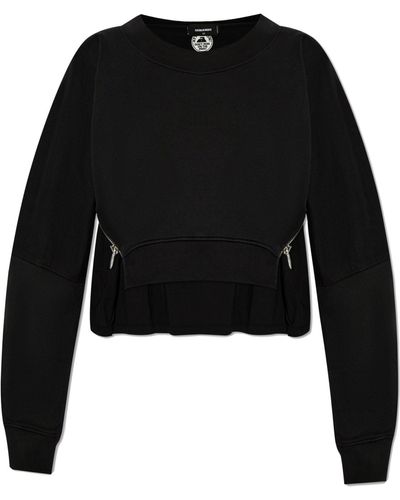 DSquared² Sweatshirt With Inserts, - Black