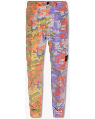 Stone Island Trousers With Camo Motif - Multicolour